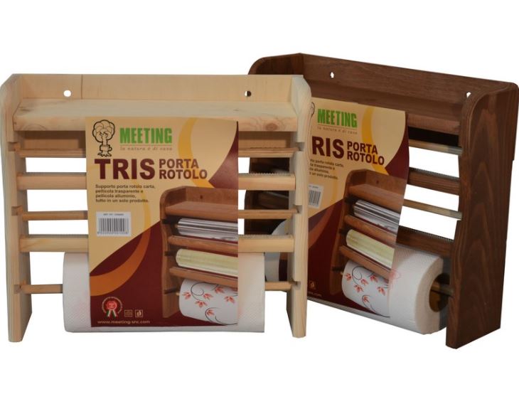 MEETING TRIS PORTAROTOLI LEGNO SCURO