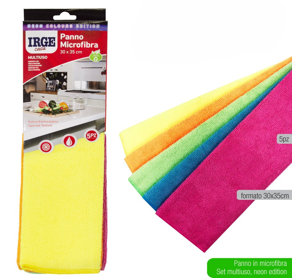 IRGE PANNO MICROFIBRA 5PZ 30X35 FLUO