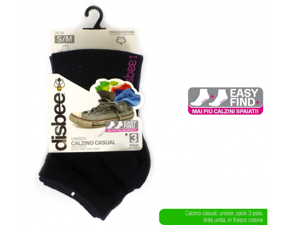 ATX CALZINO CASUAL 3PZ NERO S/M