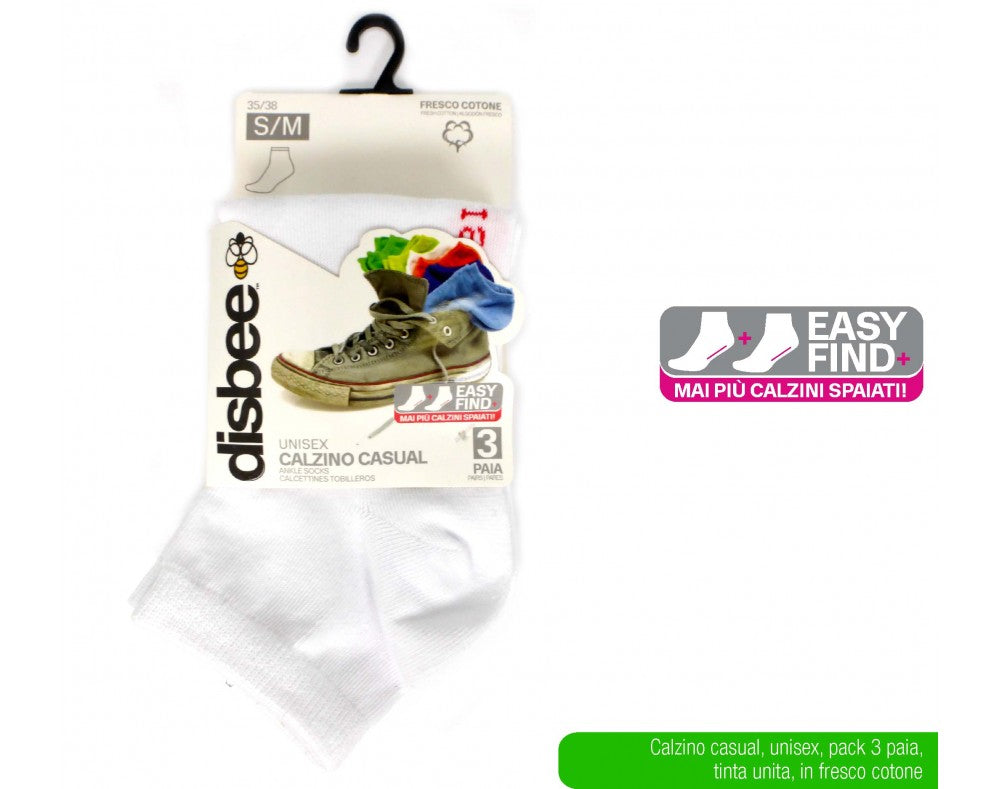 ATX CALZINO CASUAL 3PZ BIANCO S/M