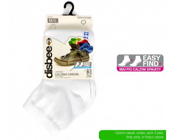 ATX CALZINO CASUAL 3PZ BIANCO M/L 