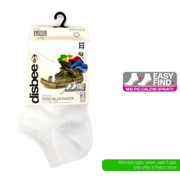 ATX MINICALZA RIGATA 3PZ BIANCO L/XL