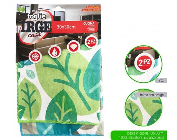 IRGE PANNO MICROFIBRA FOGLIE 30X30 