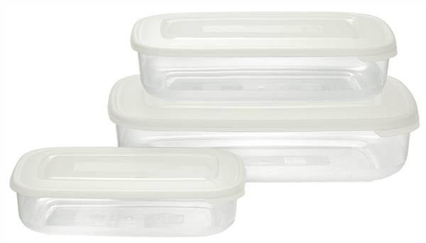 TONTARELLI SET 3 FRIGO BOX RETTANGOLARE CON COPERCHIO BIANCO 3/1.88/0.93L