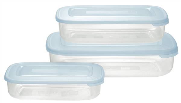 TONTARELLI SET 3 FRIGO BOX RETTANGOLARE CON COPERCHIO AZZURRO 3/1.88/0.93L