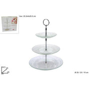 ALZATINA VETRO DECORATO 3 PIANI 25CM 