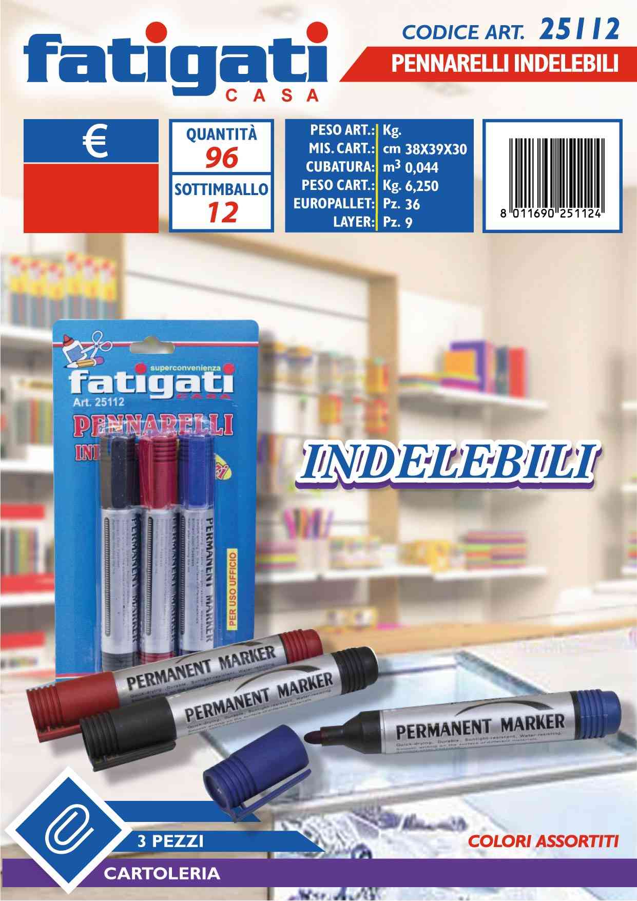 FATIGATI PENNARELLI INDELEBILI 3PZ.