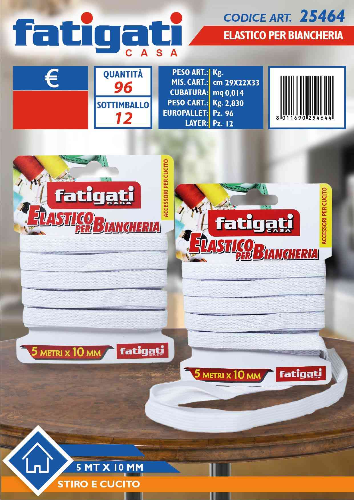 FATIGATI ELASTICO BIANCHERIA 5X10 BIANCO