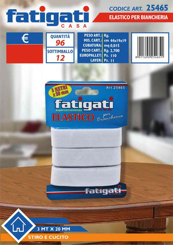 Fatigati Elastico Biancheria 3x20 Bianco