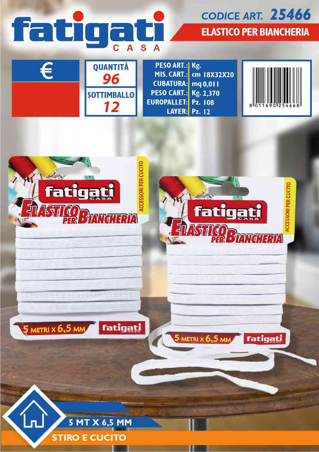 FATIGATI ELASTICO BIANCHERIA 5X6,5 BIANC