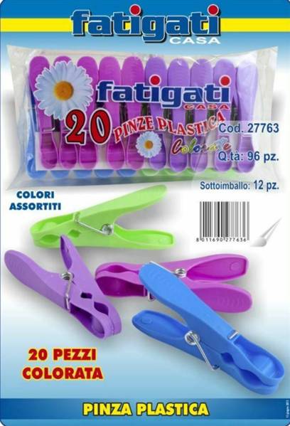 FATIGATI PINZA PLASTICA 20PZ. COL. 
