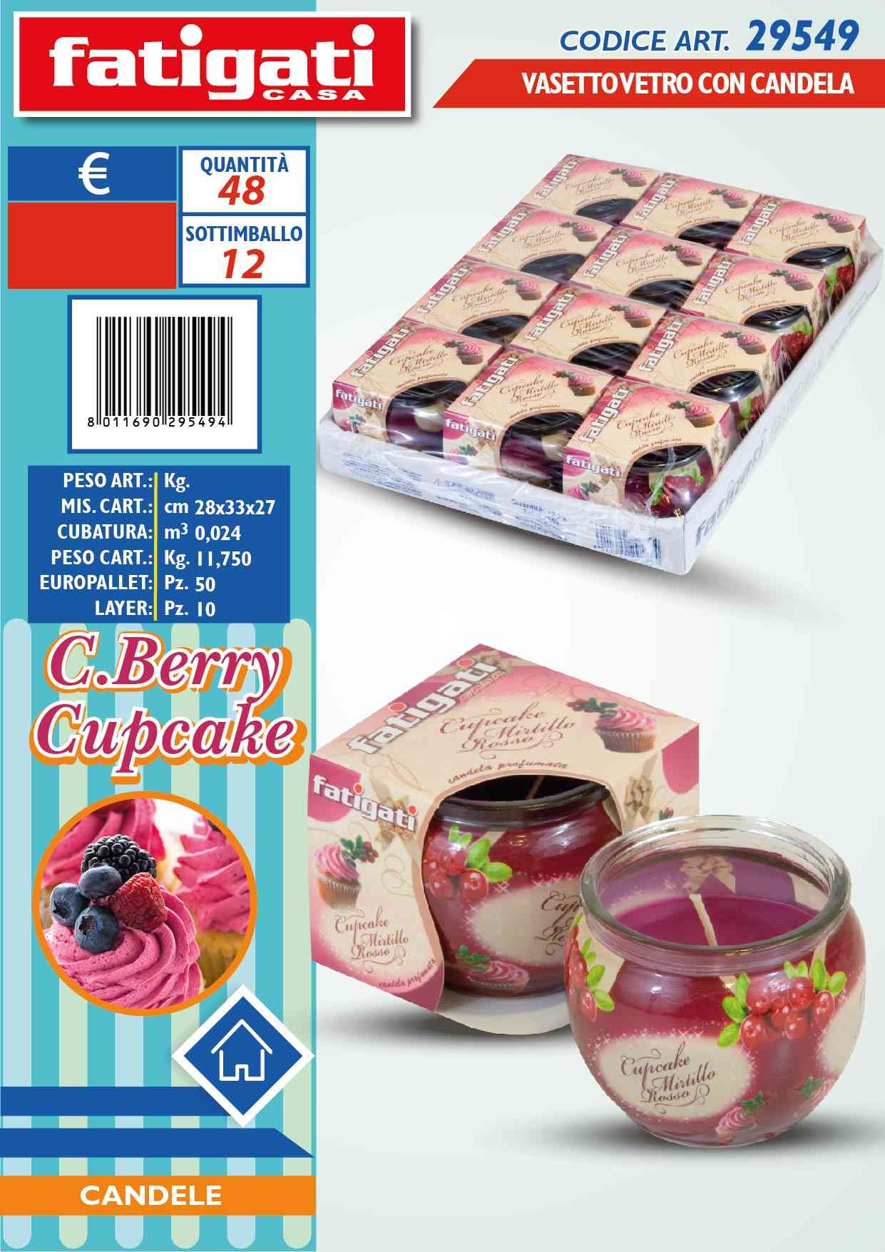 FATIGATI VASETTO VETRO C/CANDELA BERRY