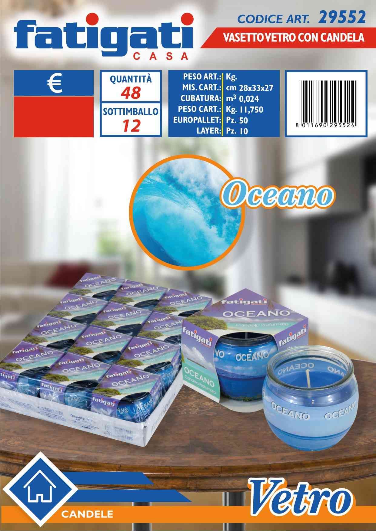 FATIGATI VASETTO VETRO C/CANDELA OCEANO