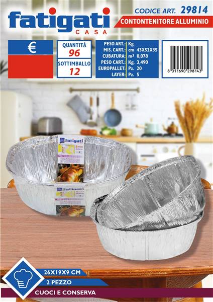 FATIGATI CONT ALLUMINIO POLLO 26X19X9 2P 