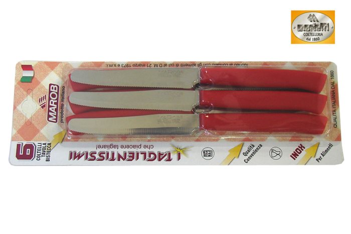 MARIETTI COLTELLI TAVOLA 6PZ CM.11 ROSSO