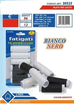 FATIGATI FILATO PER CUCITO 6PZ. BIANCO/N