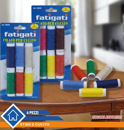 FATIGATI FILATO PER CUCITO 6PZ. COLORATE 