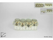 CESTO VIMINI CON 4 BARATTOLI VETRO 250 G 
