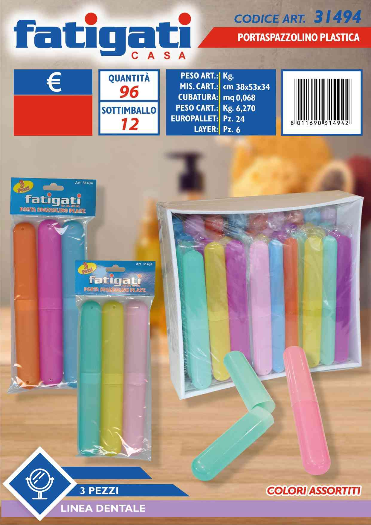 FATIGATI PORTASPAZZOLINO IN PLASTICA 3PZ