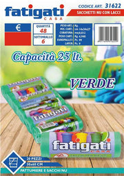 FATIGATI SACCHI C/LACCI 20PZ 50X60 VERDE 