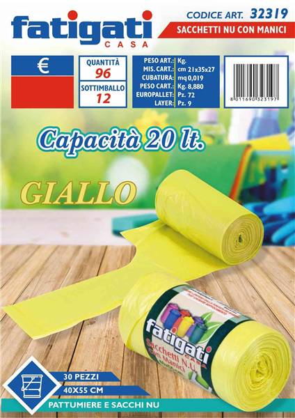 FATIGATI SACCHETTI C/MAN 30PZ 40X55 GIAL 