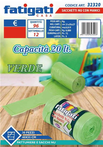 FATIGATI SACCHETTI C/MAN 30PZ 40X55 VERD 