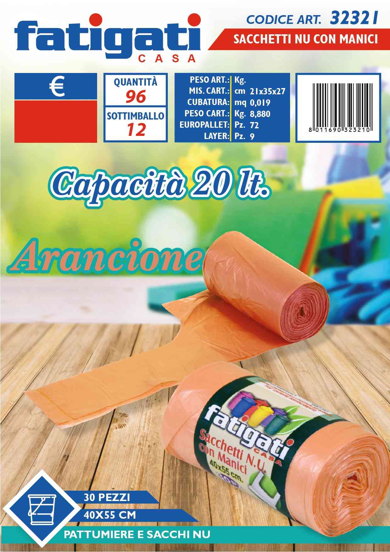 FATIGATI SACCHETTI C/MAN 30PZ 40X55 ARAN