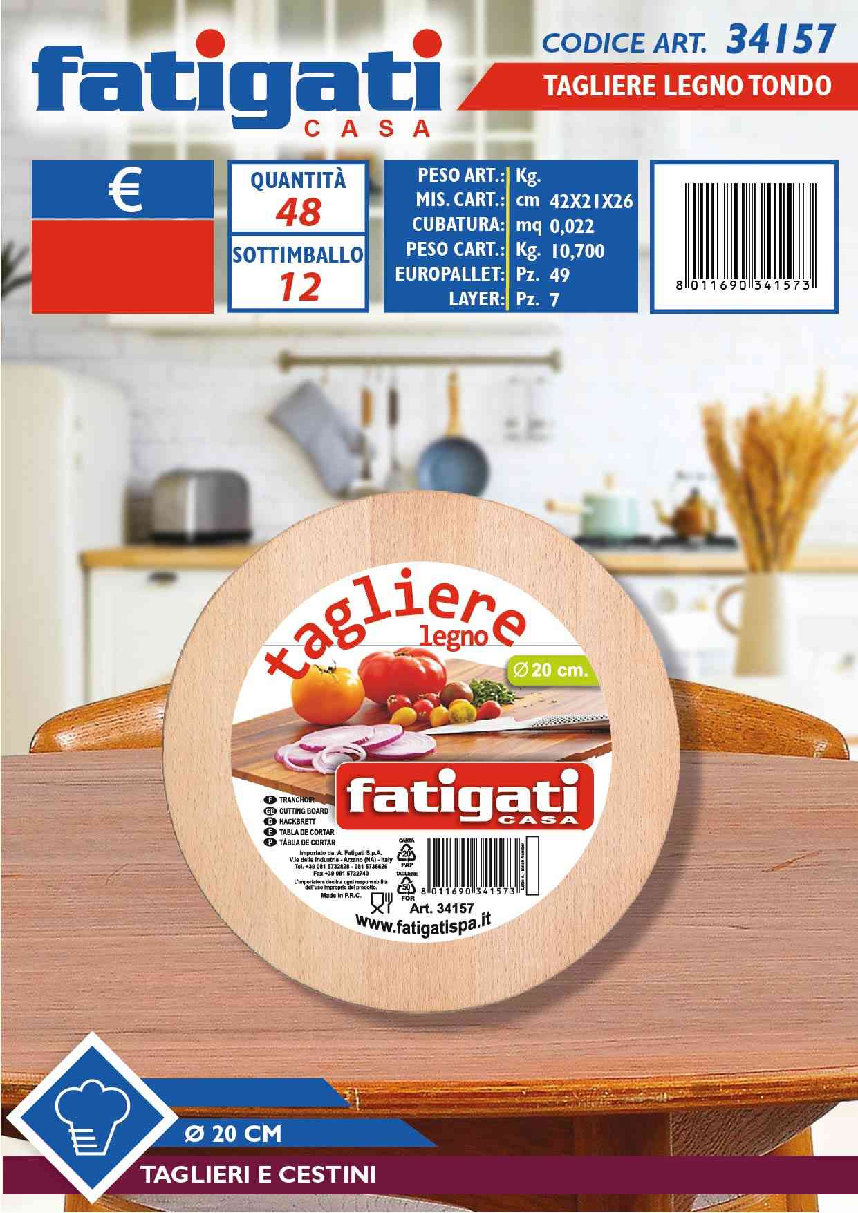 FATIGATI TAGLIERE LEGNO TONDO D.20