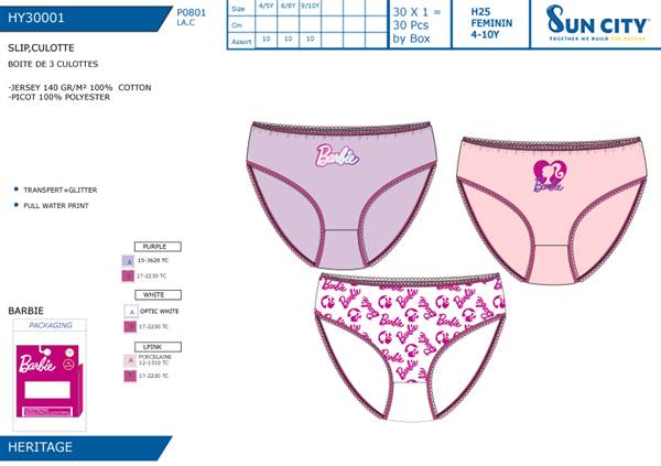 SUN CULOTTE 3PZ TG.ASS. BARBIE 30001 