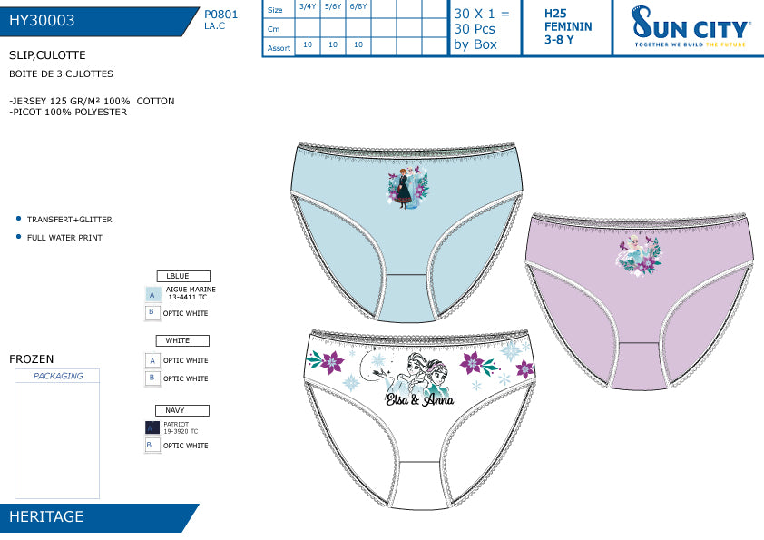 SUN CULOTTE 3PZ TG.ASS. FROZEN 30003