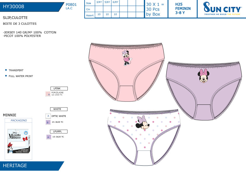 SUN CULOTTE 3PZ TG.ASS. MINNE 30008