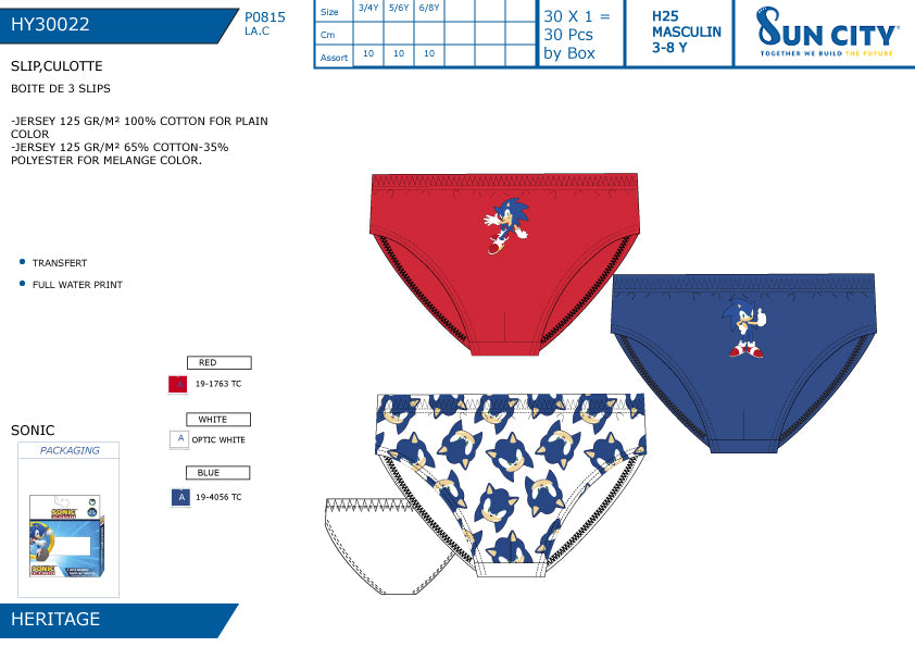 SUN SLIP 3PZ TG.ASS. SONIC 30022