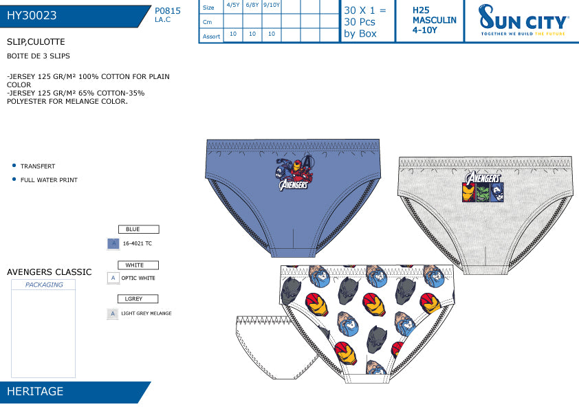 SUN SLIP 3PZ TG.ASS. AVENGERS 30023