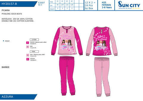 SUN PIGIAMA TG.ASS. BARBIE 20157.B IN CALDO COTONE