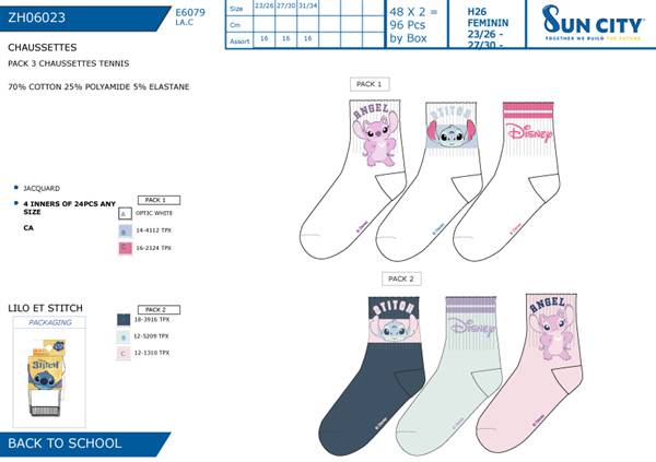 SUN CALZINI TENNIS 3PZ STITCH ZH06023 