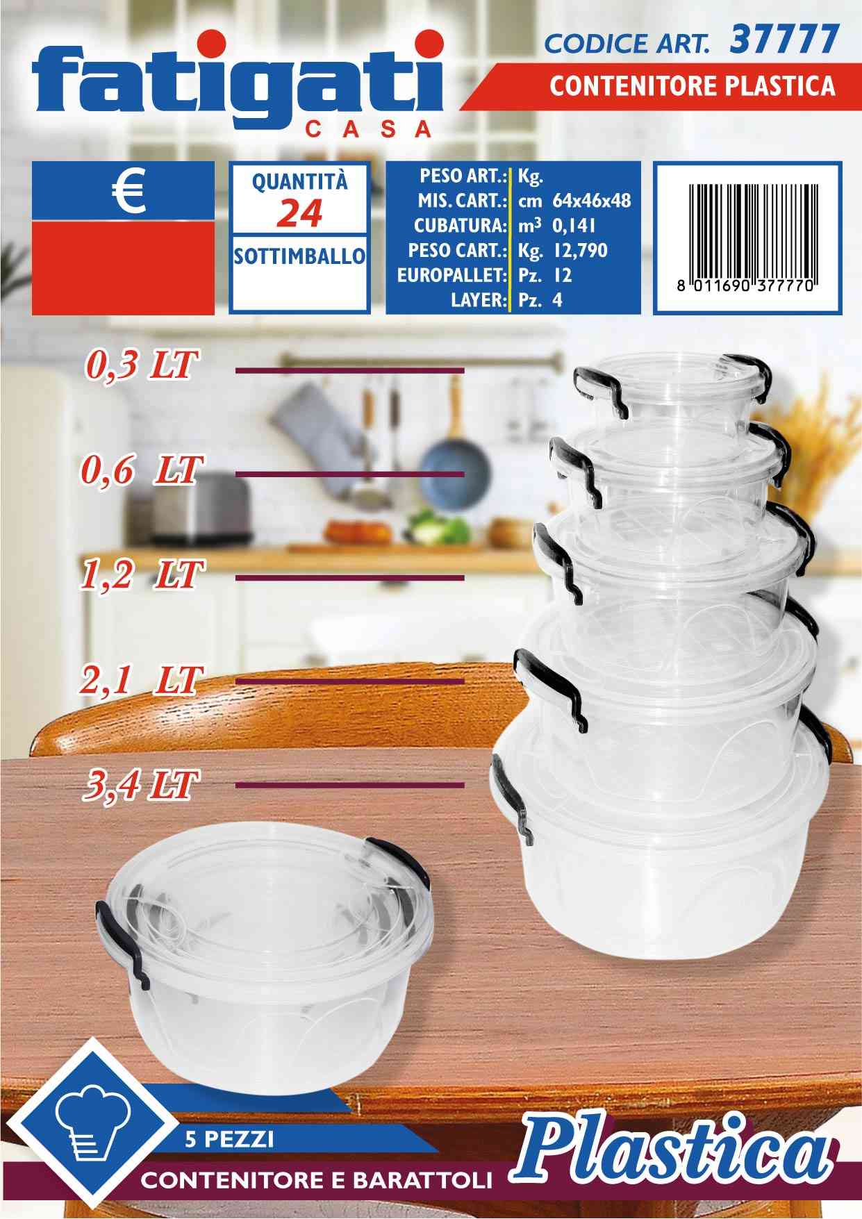 FATIGATI CONTENITORE PLASTICA TONDO 5PZ.