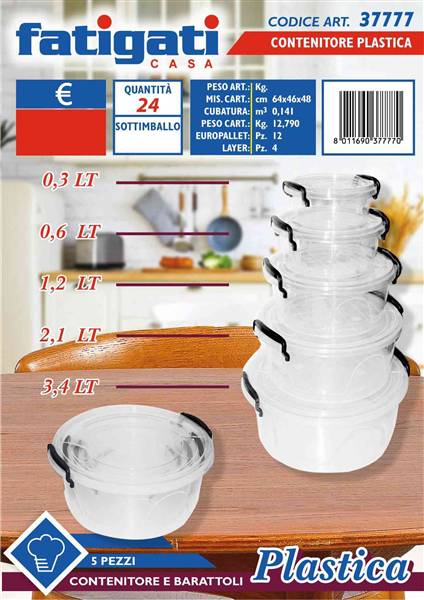 FATIGATI CONTENITORE PLASTICA TONDO 5PZ. 