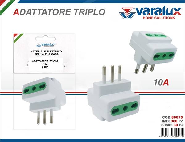 VARALUX ADATTATORE TRIPLO 10A 