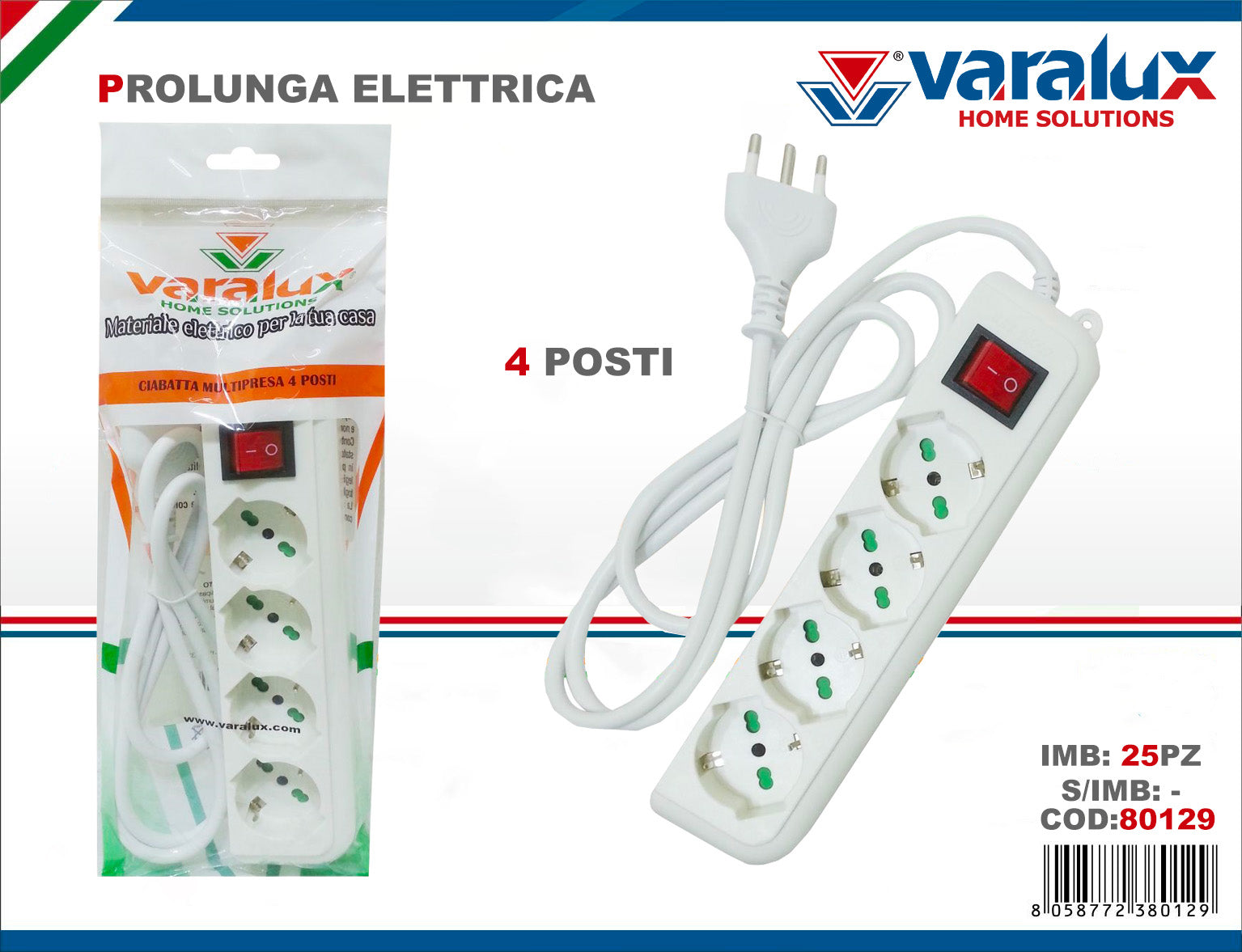 VARALUX SCARPETTA M/PRESA 4P C/INTERRUTT