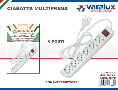 VARALUX SCARPETTA M/PRESA 6P C/INTERRUTT - Infinity Home Store