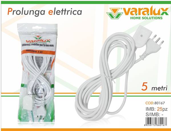 VARALUX PROLUNGA 5MT 16A PRESA BIPAS 