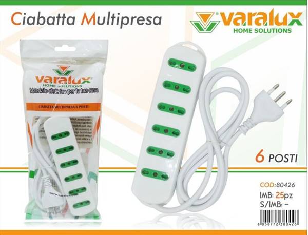 VARALUX SCARPETTA BIVALENTE 6 POSTI 16A 