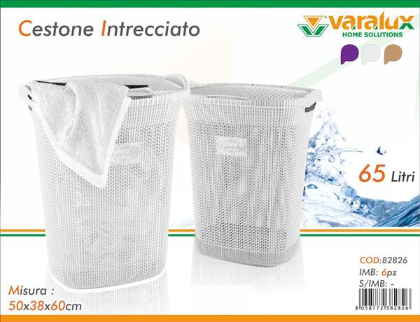 VARALUX CESTONE CON RICAMO 65LT BIANCO 