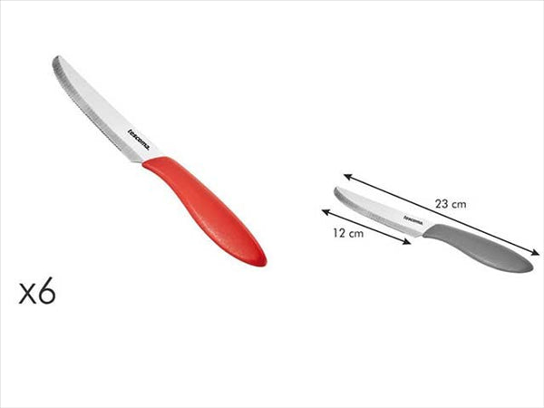 TESCOMA COLTELLO TAVOLA 12CM 6PZ ROSSO