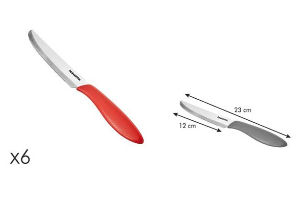 TESCOMA COLTELLO TAVOLA 12CM 6PZ ROSSO
