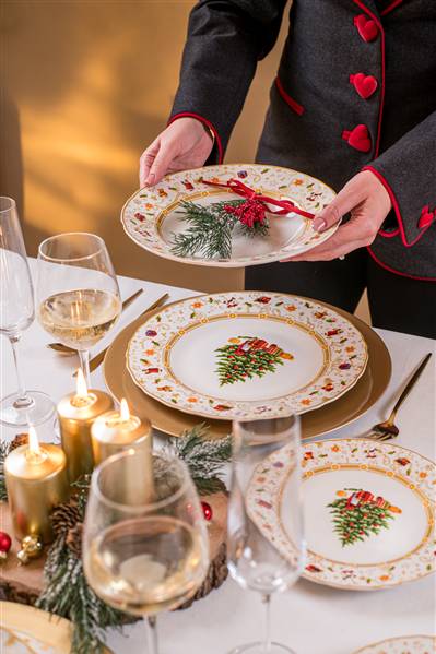 ARCA SERVIZIO PIATTI 18PZ NATALE ALBERO ORO
