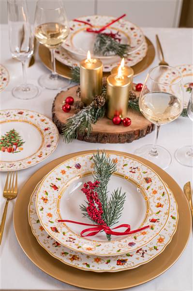 ARCA SERVIZIO PIATTI 18PZ NATALE ALBERO ORO