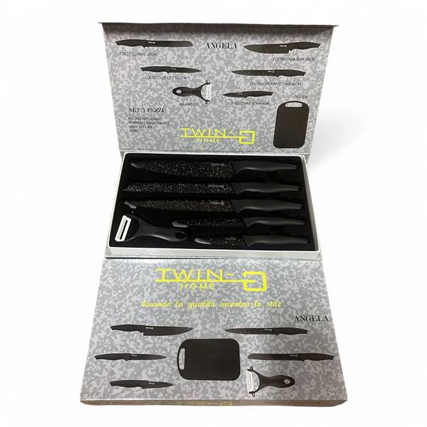 TWIN-G SET COLTELLI 7PZ ANGELA NERO 