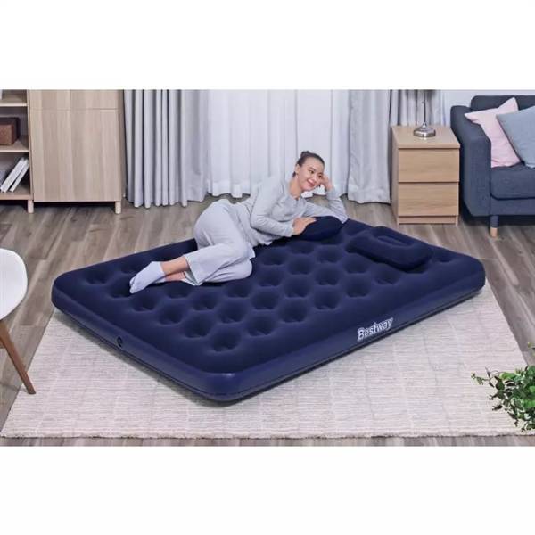 BESTWAY AIRBED BLU FLOCCATO MATRIMONIALE CON POMPA