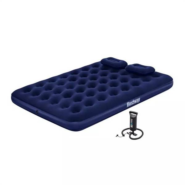 BESTWAY AIRBED BLU FLOCCATO MATRIMONIALE CON POMPA